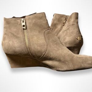 Coach Maya Suede Tan Wedge Ankle Booties 11